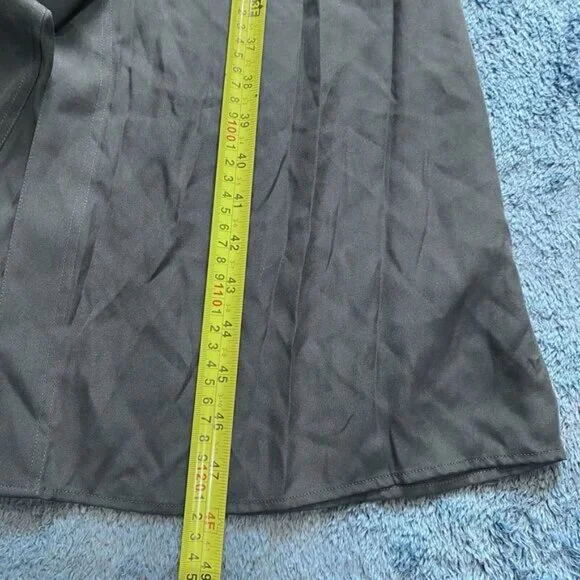 VINCE Women's  Silk Mandarin Collar Button Down Shirt XL Green Belt Pockets - Picture 4 of 10